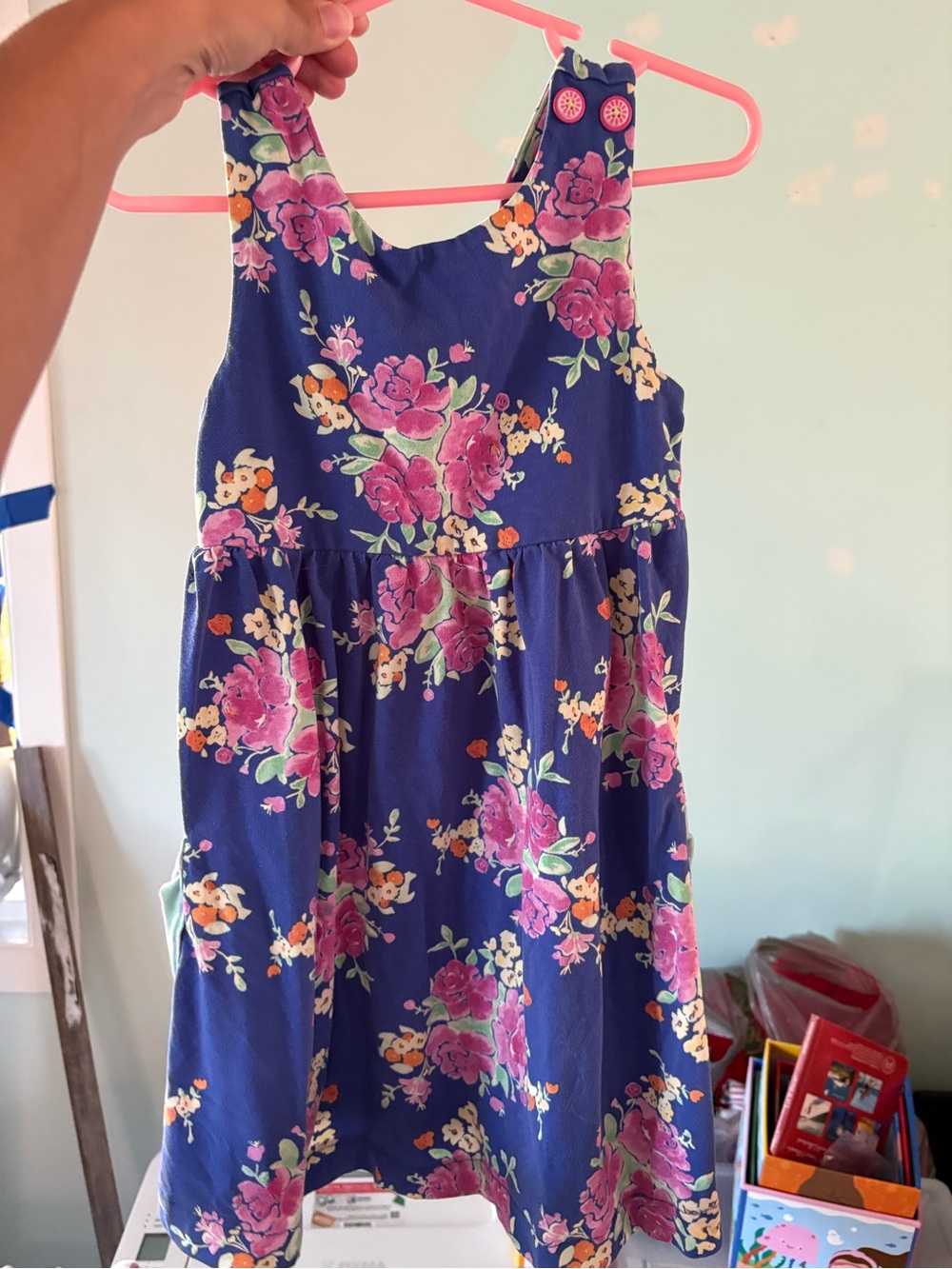 Matilda Jane Navy Floral Sundress with Pink and Cream Accents